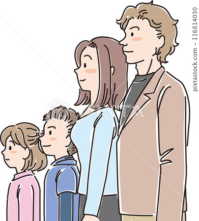 People of various ages_sideways_normal facial expressions_family of four_elementary school students_boys and girls_parents 116814030