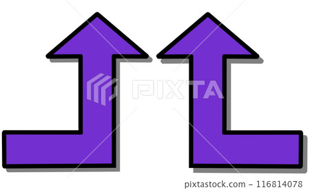 90 degree bent arrow (purple set) (line drawing, with shadow) 116814078