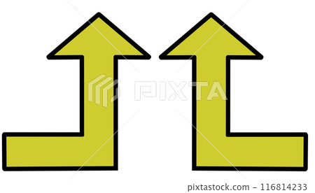 90 degree bend arrow (yellow set) (with line drawing) 116814233