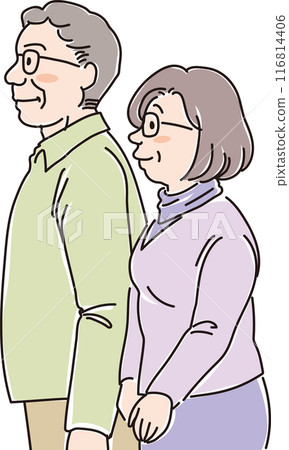 People of various ages_sideways_normal facial expressions_middle-aged and elderly men and women_grandfathers_grandmothers_60s_70s 116814406