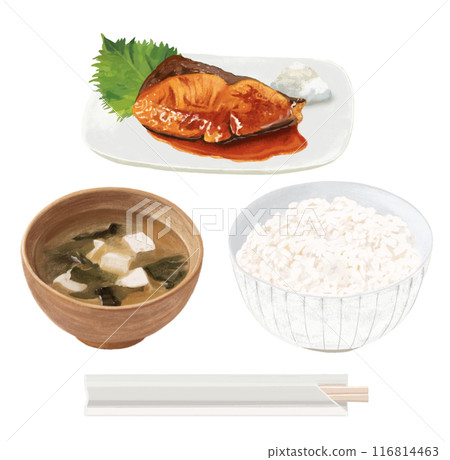 Yellowtail teriyaki set meal 116814463