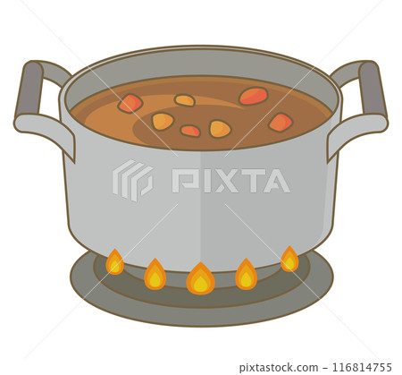 Illustration of curry rice being heated 116814755
