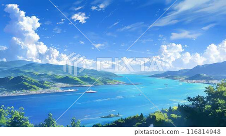 碧海青山環繞的壯觀遊輪 - 美麗的自然風光 116814948