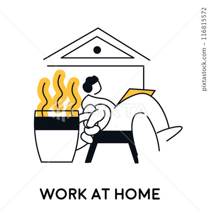 Illustration of a person working comfortably Illustration of a person working comfortably 116815572