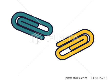illustration of two colorful paper clips illustration of two colorful paper clips 116815758