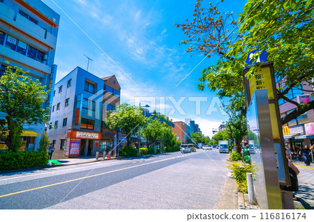 日本東京城市景觀東急公司櫻新町車站前的 427 號公路景觀 日本東京城市景觀東急公司櫻新町車站前的 427 號公路景觀 116816174