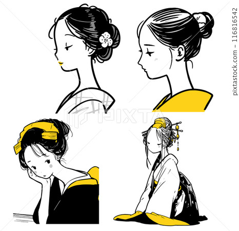 一個和服女人的簡單插圖 116816542