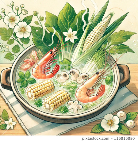 這是一張夏季家庭火鍋的圖片，一定會勾起你的食慾。 116816880