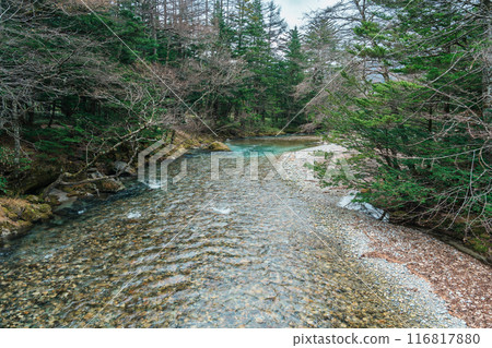 Scene of Kamikochi National Park, Hotaka mountain and Azusa river, Nagano Prefecture, Japan. Landmark for tourists attraction. Japan Travel, Destination and Vacation concept Scene of Kamikochi National Park, Hotaka mountain and Azusa river, Nagano Prefecture, Japan. Landmark for tourists attraction. Japan Travel, Destination and Vacation concept 116817880