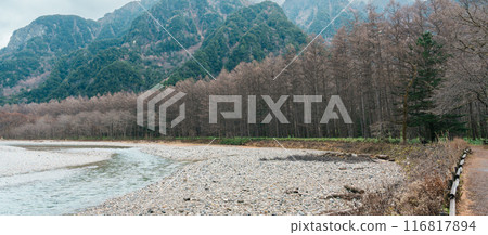 Scene of Kamikochi National Park, Hotaka mountain and Azusa river, Nagano Prefecture, Japan. Landmark for tourists attraction. Japan Travel, Destination and Vacation concept Scene of Kamikochi National Park, Hotaka mountain and Azusa river, Nagano Prefecture, Japan. Landmark for tourists attraction. Japan Travel, Destination and Vacation concept 116817894