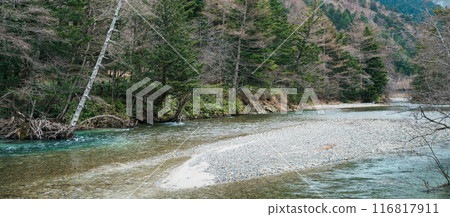 Scene of Kamikochi National Park, Hotaka mountain and Azusa river, Nagano Prefecture, Japan. Landmark for tourists attraction. Japan Travel, Destination and Vacation concept Scene of Kamikochi National Park, Hotaka mountain and Azusa river, Nagano Prefecture, Japan. Landmark for tourists attraction. Japan Travel, Destination and Vacation concept 116817911