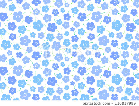 藍色可愛無縫花卉圖案 116817999