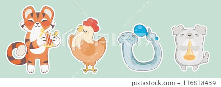 Cute cartoon animal musicians band mascot Cute cartoon animal musicians band mascot 116818439