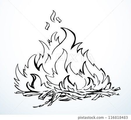 Vector drawing. Big hot fire Vector drawing. Big hot fire 116818483