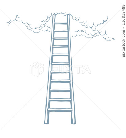 Vector drawing of high ladder at clouds Vector drawing of high ladder at clouds 116818489