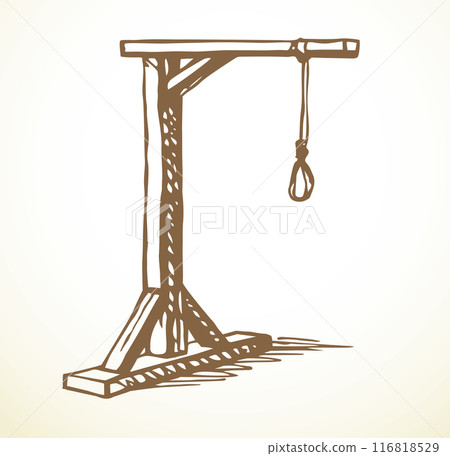 Vector drawing. Wooden gallows with loop Vector drawing. Wooden gallows with loop 116818529