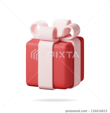 3D Gift box isolated on white 3D Gift box isolated on white 116818615