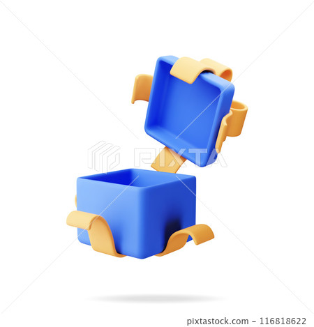 3D open gift box isolated on white 3D open gift box isolated on white 116818622
