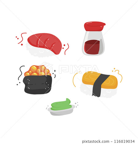 sushi cartoon hand draw illustration  116819034