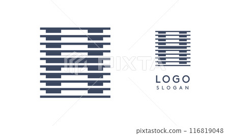 Abstract letter H logo with horizontal lines, logotype with striped effect for creative corporate branding, business identity, modern minimalist design. Vector illustration. 116819048
