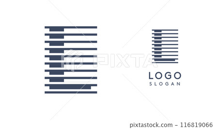 Abstract letter L logo with horizontal lines, logotype with striped effect for creative corporate branding, business identity, modern minimalist design. Vector illustration. 116819066