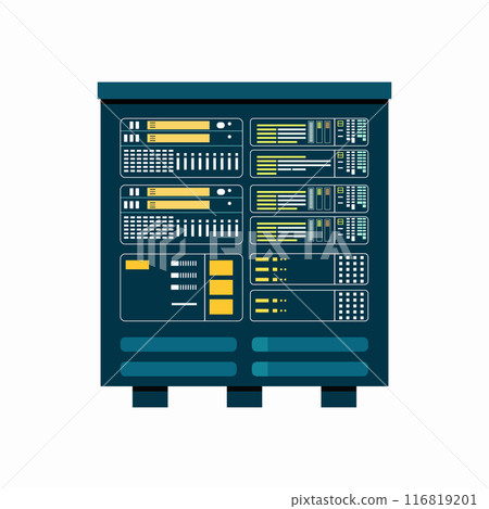 Huge server rack isolated on white background 116819201