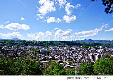 A panoramic view of Chichibu townscape from the observation hill 116819349