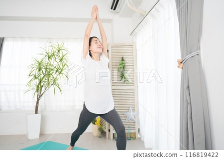 Young woman doing yoga poses Beauty image 116819422