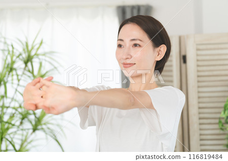 Young woman stretching beauty image 116819484