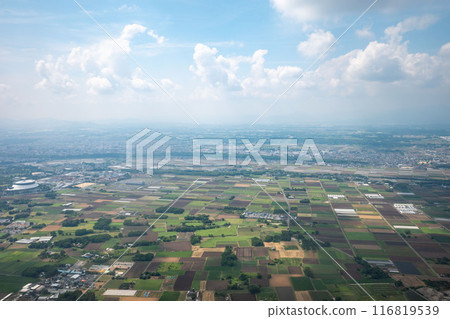 Kumamoto City, Koshi City, Kikuyo Town, Ozu Town as seen from inside the plane 116819539