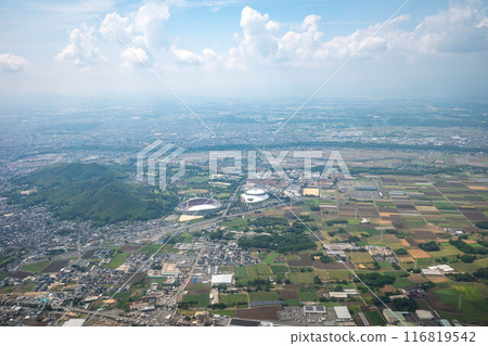 Kumamoto City, Koshi City, Kikuyo Town, Ozu Town as seen from inside the plane 116819542