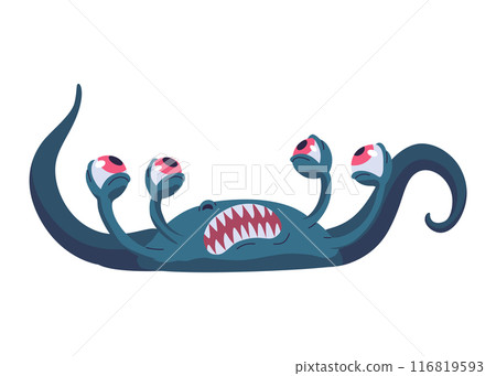 Childhood girl room design element, monster toy. Cartoon character isolated on white background. Vector illustration Childhood girl room design element, monster toy. Cartoon character isolated on white background. Vector illustration 116819593