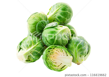 Fresh Brussels sprouts isolated a white background. 116819662
