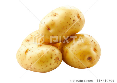 Unpeeled yellow potatoes isolated on a white background. 116819795