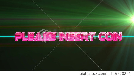 Image of please insert coin text over green light Image of please insert coin text over green light 116820265