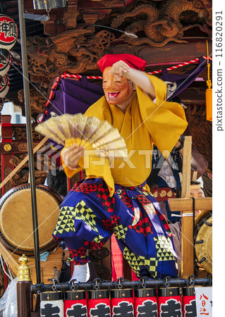 Tokyo Hachioji Festival: Float crossing, Ibayashi and Hyottoko dance, one of the biggest float festivals in the Kanto region 116820291