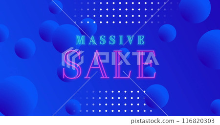 Image of massive sale text over blue shapes 116820303