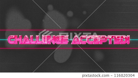 Image of challenge accepted text over white shapes moving 116820304