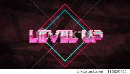 Image of level up text over black lines Image of level up text over black lines 116820311
