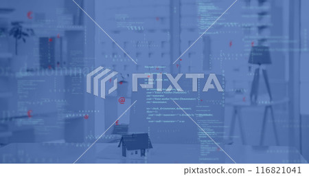 Image of data processing over work station in office Image of data processing over work station in office 116821041