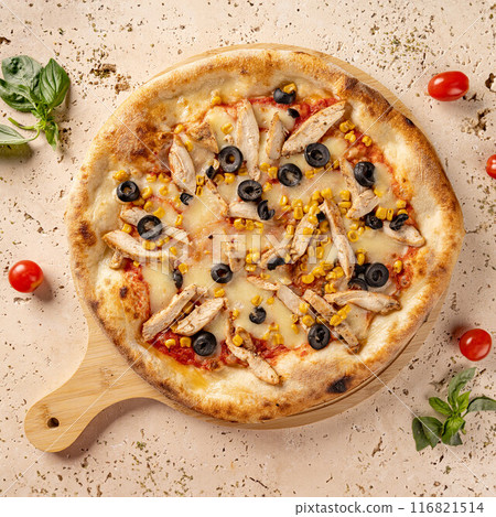 Delicious chicken pizza Delicious chicken pizza 116821514