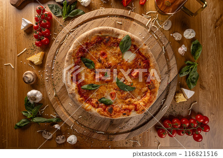 Top view of pizza Margherita 116821516