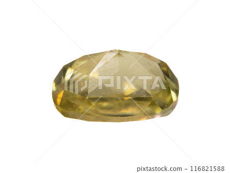 natural yellow sphene titanite on the isolated background 116821588