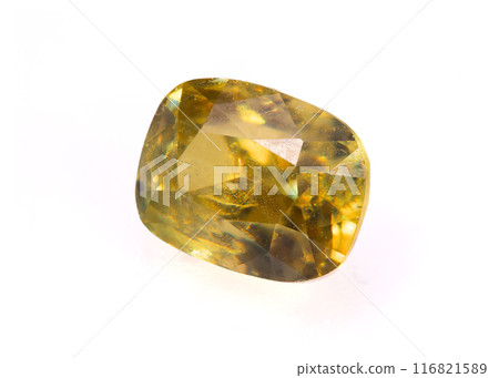 natural yellow sphene titanite on the isolated background 116821589