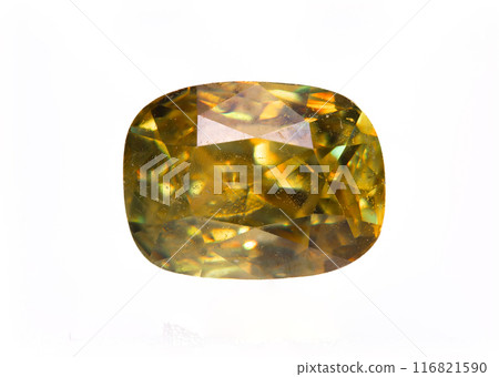 natural yellow sphene titanite on the isolated background natural yellow sphene titanite on the isolated background 116821590
