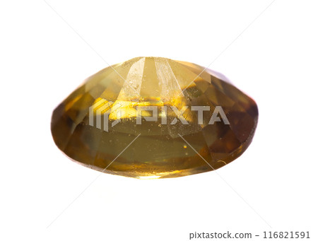 natural yellow sphene titanite on the isolated background 116821591