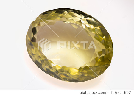 Natural yellow citrine quartz gem on the isolated background 116821607