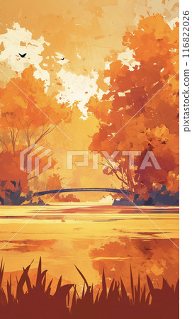 秋葉森林和流雲AI影像的風景圖 116822026