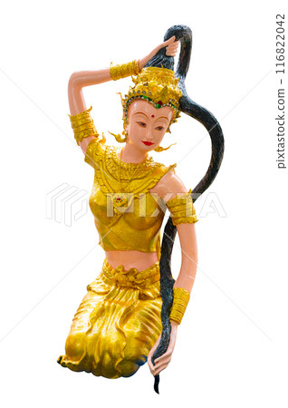 Phra Mae Thorani isolate Buddhist angel on transparent background PNG file 116822042