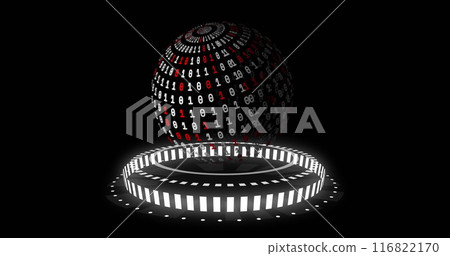 Image of binary coding data processing over globe 116822170
